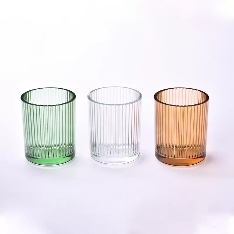 12 oz lodret stribet lysestage i glas