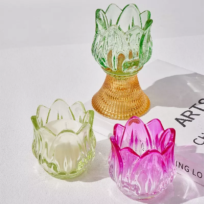 Farvet Merveilles Florales glas lysestage