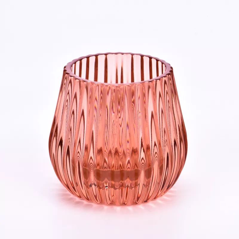 Farverig stribet lysestage i glas