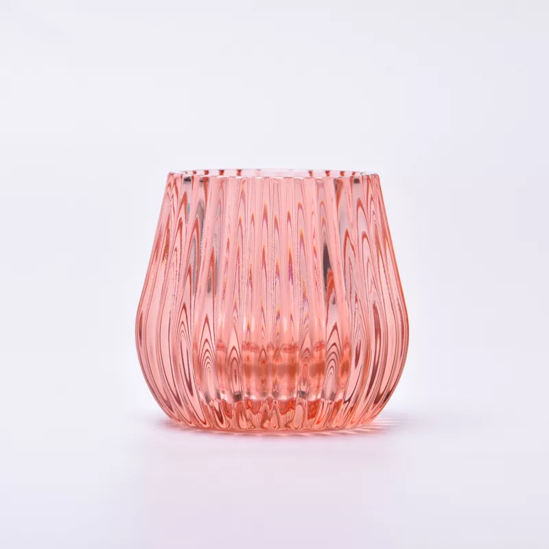 Farverig stribet lysestage i glas