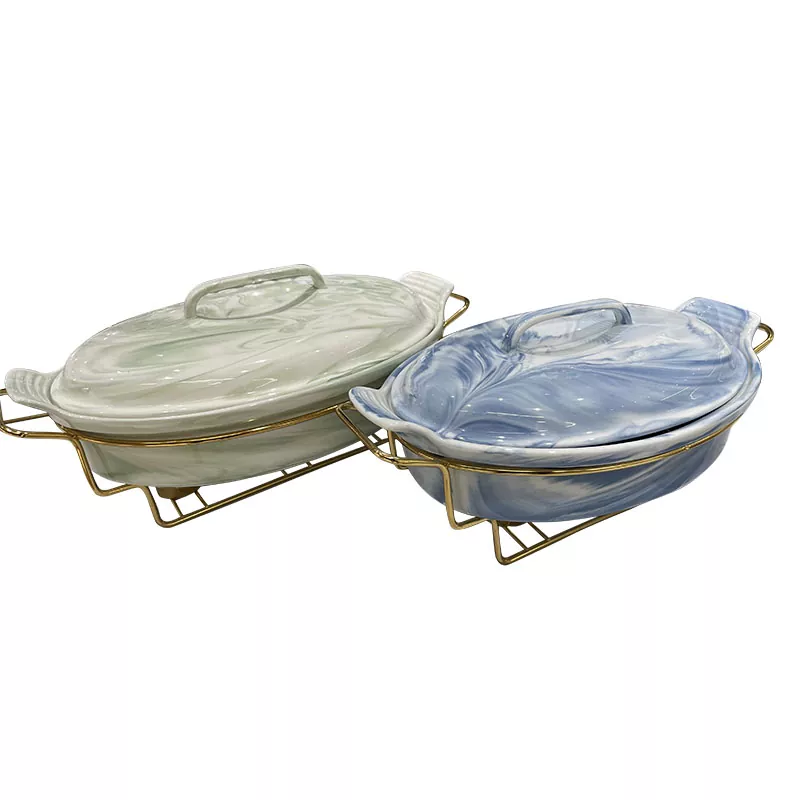 Elegant marmoreret keramisk plade