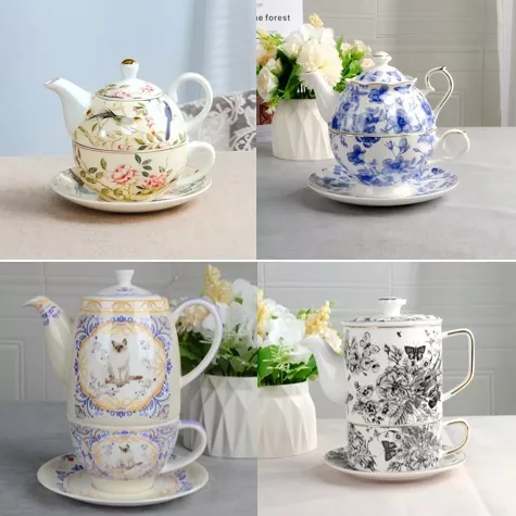 Fortryllet porcelænskopsæt med tekande