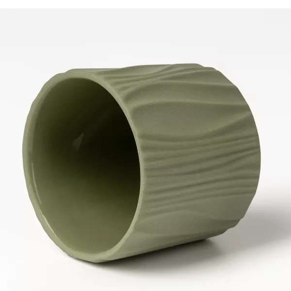 Four-Color Matte Vertical Pattern Ceramic Candle Holders