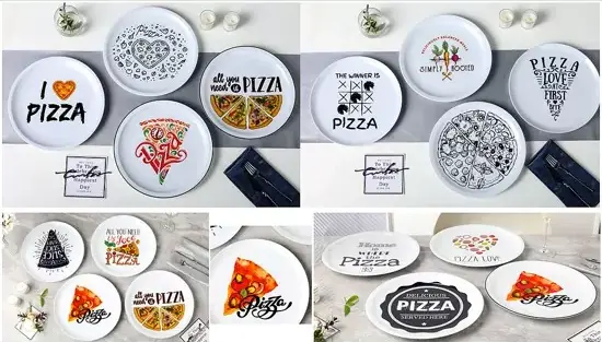 Keramisk tallerkensæt med pizza-tema